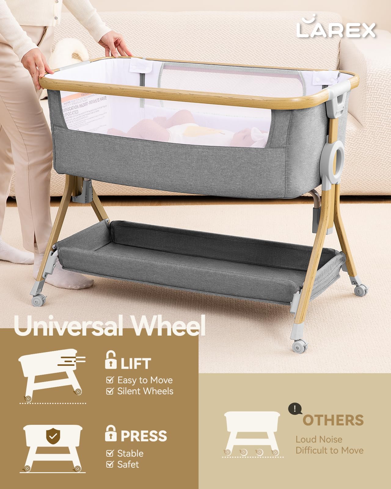 Larex 3 in 1 Bassinets Bedside Sleeper