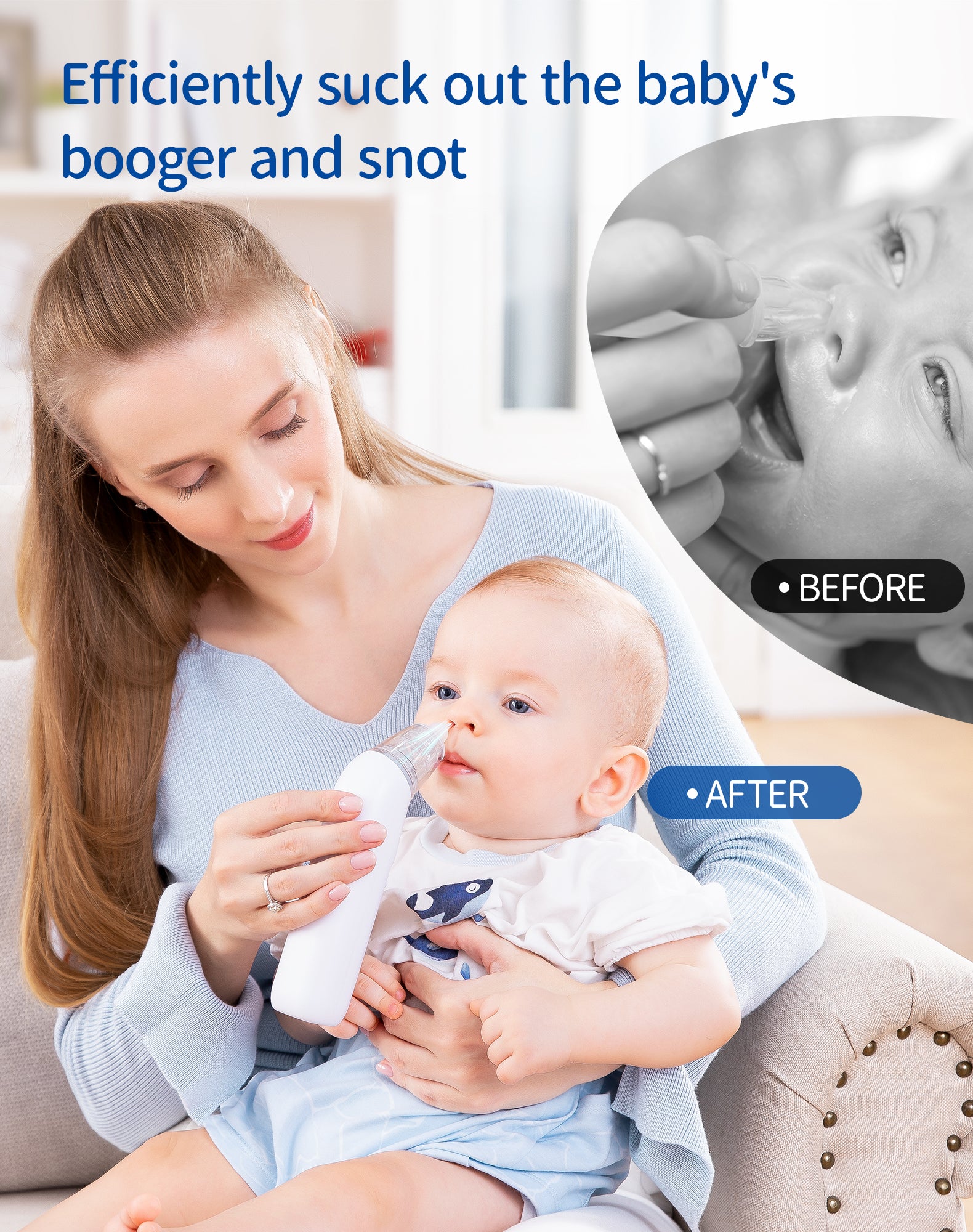 Nasal Aspirator for Baby: Nose Sucker Electric Nose Suction Baby Booger  Sucker Baby Nose Aspirator Mucus Nose Cleaner with Music and Colorful Light